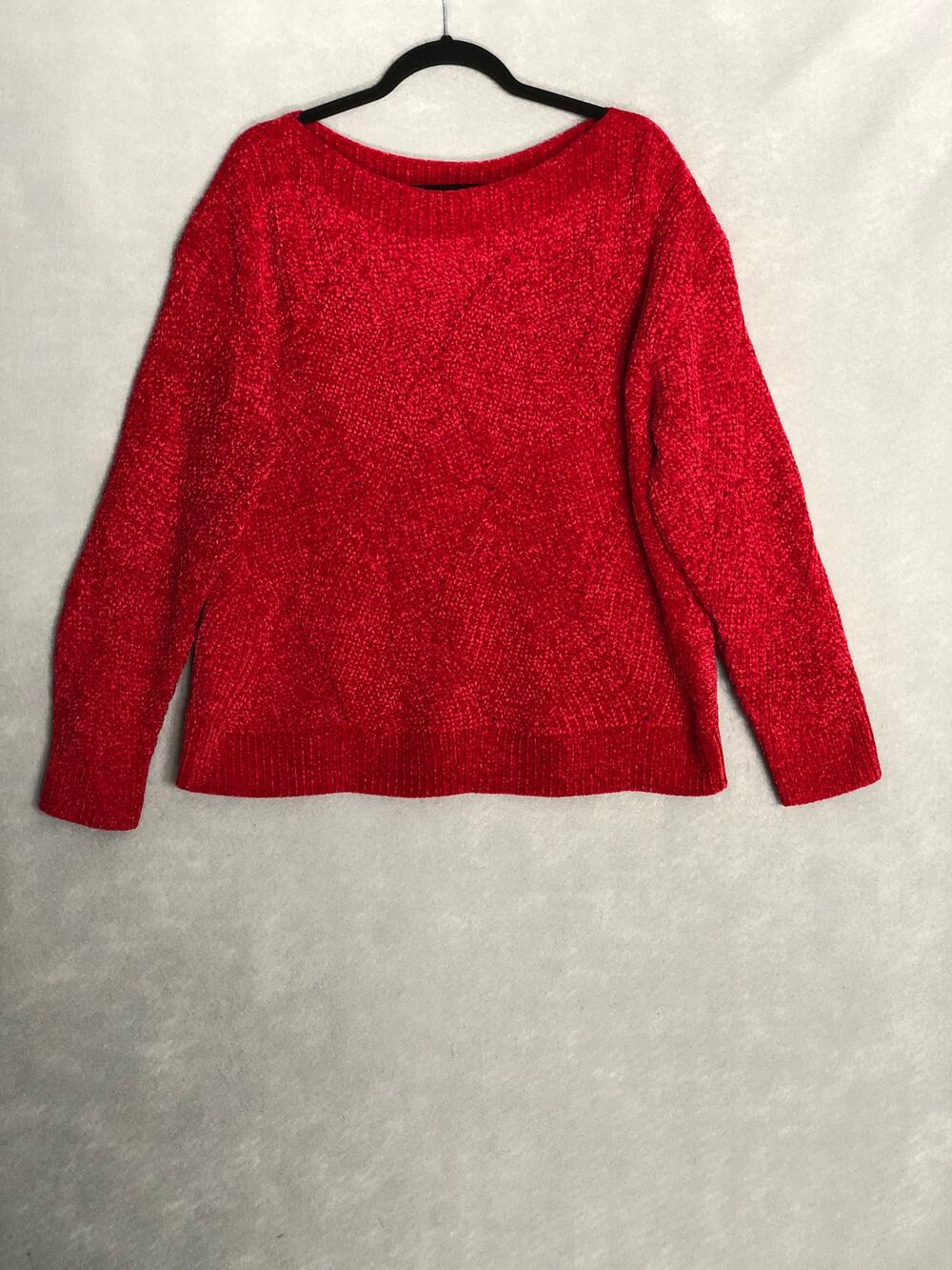 Tommy Bahama Luna Chenille Sweater Boat Neck Pull-Over Red Women's XL NEW